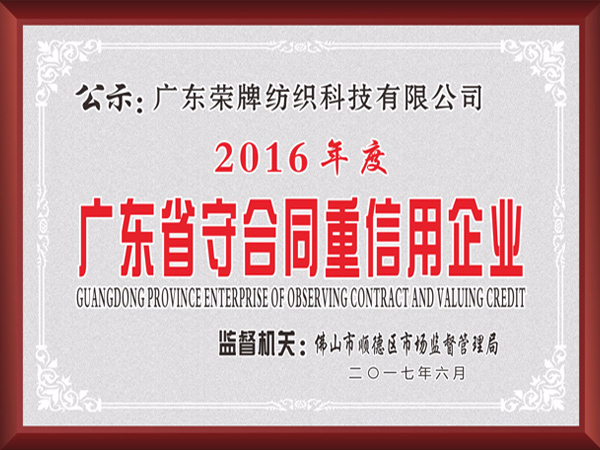逐梦国际pg2017年获顺德政府颁发“广东省守合同重信用企业”